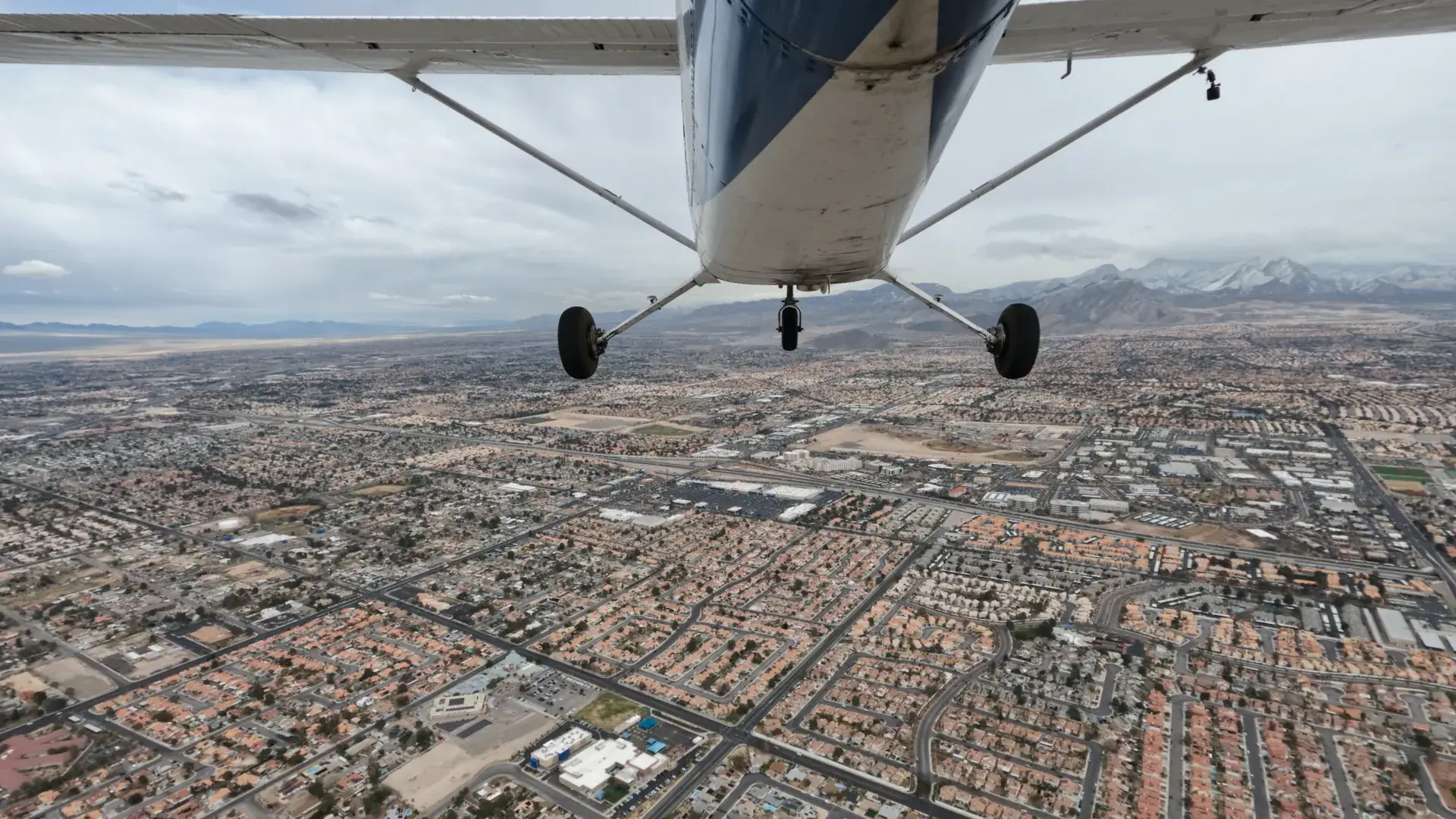 Airplane flying over the Las Vegas area